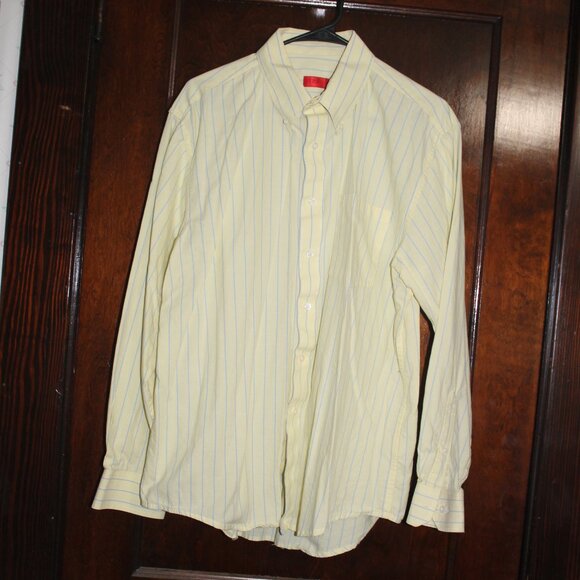 IZOD Yellow Pinstripe Dress Shirt, Large - Picture 2 of 7